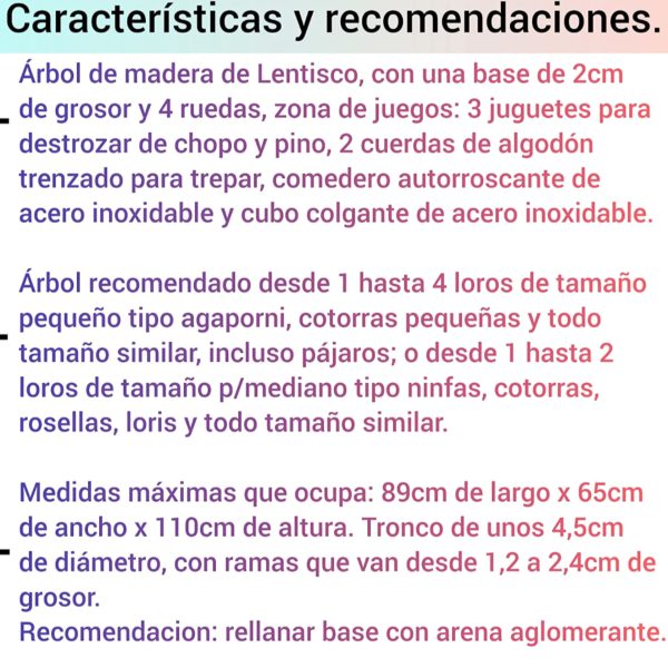 Árbol parque para loros agaporni, ninfas y todo tamaño similar, posadero grande de pájaros caique, conures, rosellas, cotorras del sol, pyrrhuras, jardineros, zona de juego natural con su corteza, percha con comedero de aves, mascota libre de jaulas, accesorios lima picos y juguetes antiestrés de loros, CALIDAD PREMIUM - Imagen 6