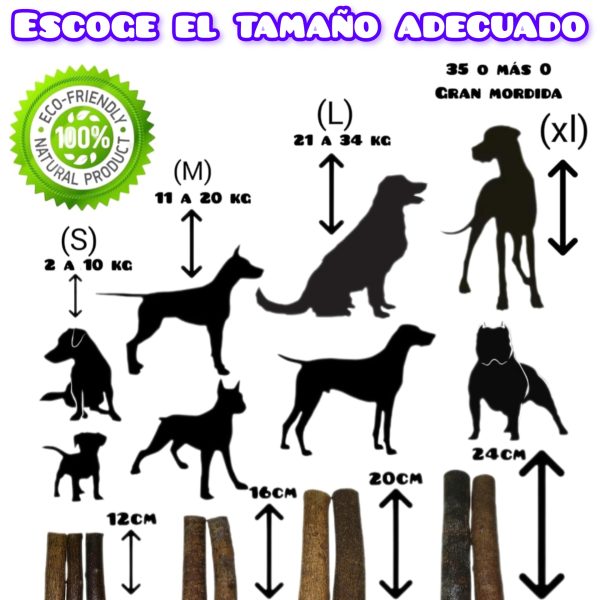 Huesos para perros, palos de olivo pack 2 y 3 und bañados en aceite de salmón, juguete antiestrés de perros, mordedor canino sin astillas. - Imagen 6
