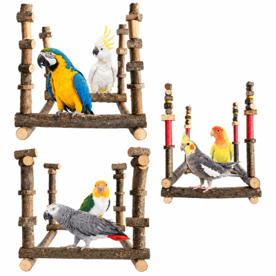 Columpios cuadrados para loros guacamayos, yacos, juguete balancín de loro amazonas, agaporni, accesorio de jaula y voladera de aves, percha ninfas, caiques.