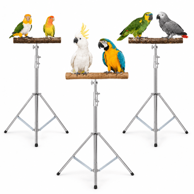 Trípodes premium artesanales para loros, tucanes, cuervos, posadero natural para el vuelo libre de guacamayos, cacatúas, percha de entrenamiento loro yaco, agaporni, ninfa.