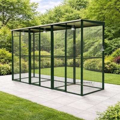 Pajarera de jardín 3 conpartimentos para loros agaporni, loris, voladera de aves conures, pyrrhuras, aviario para pájaros canarios, periquitos, jilgueros, 300cm x 105cm, CALIDAD PREMIUM.