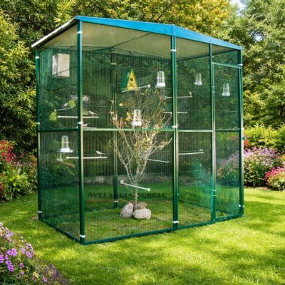 Pajarera de jardín para loros agaporni, loris, voladera grande de aves conures, pyrrhuras, habitáculo de pájaros canarios, periquitos, jilgueros, 205cm x 105cm, CALIDAD PREMIUM.