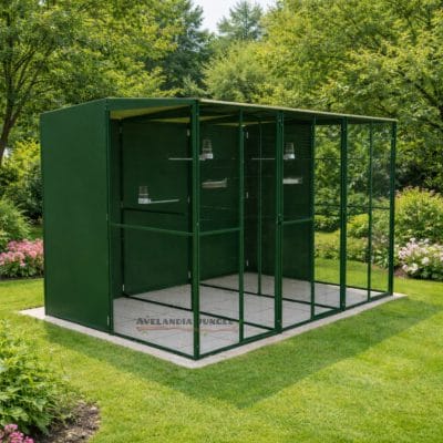 Pajarera de jardín 3 divisiones para loros agaporni, loris, voladera de aves conures, pyrrhuras, aviario para pájaros canarios, periquitos, jilgueros, 300cm x 205cm, CALIDAD PREMIUM.