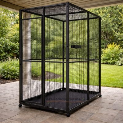 Voladera de interior para loros guacamayos, cacatúas, jaulón con bandejas y ruedas para yacos, amazonas, pájaros conures, loris, caiques, habitáculo de loros y aves rapaces. 205cm x 105cm, CALIDAD PREMIUM.