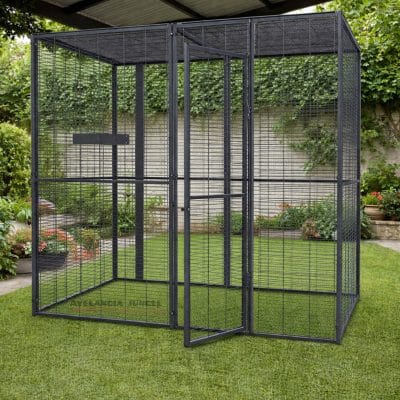 Voladera de interior para loros guacamayos, cacatúas, aviario techo plano para yacos, amazonas, jaula grande de pájaros conures, loris, caiques, habitáculo de loros y aves rapaces. 205cm x 105cm, CALIDAD PREMIUM.