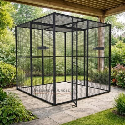 Voladera de interior para loros guacamayos, cacatúas, aviario techo plano para yacos, amazonas, jaula grande de pájaros conures, loris, caiques, habitáculo de loros y aves rapaces. 205cm x 205cm, CALIDAD PREMIUM