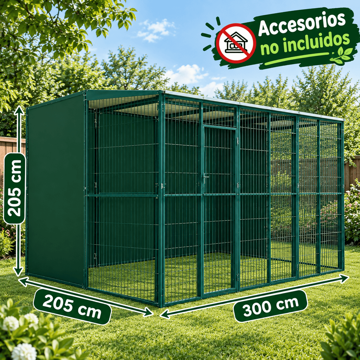 Pajarera de jardín 3 divisiones para loros agaporni, loris, voladera de aves conures, pyrrhuras, jaulón para pájaros canarios, periquitos, jilgueros, 300cm x 205cm, CALIDAD PREMIUM. - Imagen 2