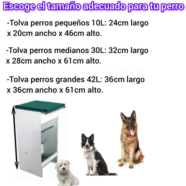 Comederos para todos todos los tamaños de perros, tolva de pienso canino, dispensador prelacado en blanco con tapa protectora antiroedores, bebedero elegible, CALIDAD PREMIUM. - Imagen 3