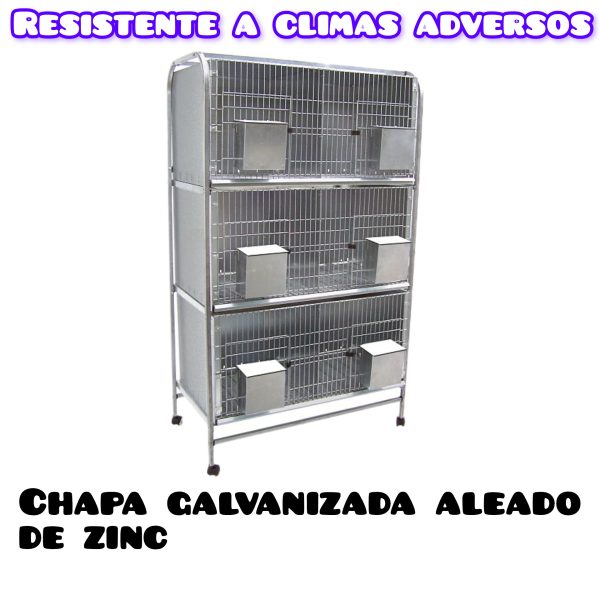 Jaula de exterior colombicultura, pelechero con patas galvanizado 6 departamentos, puertas frontales de fácil acceso, comederos de exterior cubiertos y bandejas de suelo extraíbles, CALIDAD PREMIUM. - Imagen 4