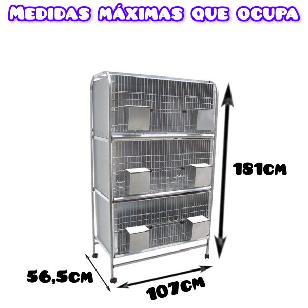 Jaula de exterior colombicultura, pelechero con patas galvanizado 6 departamentos, puertas frontales de fácil acceso, comederos de exterior cubiertos y bandejas de suelo extraíbles, CALIDAD PREMIUM. - Imagen 2