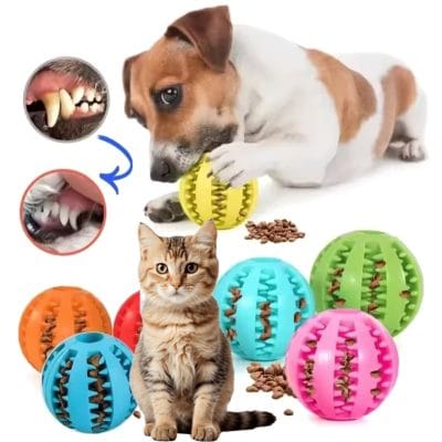 2 und pelotas dentadas para perros, gatos, juego de alimentación para mascotas, bola interactiva de 5 y 7cm.