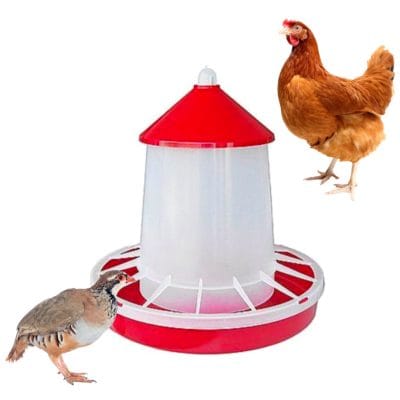 Comedero para aves de corral, tolva de plástico alimentario resistente para gallinas, perdices, pavos... 6kg de capacidad.