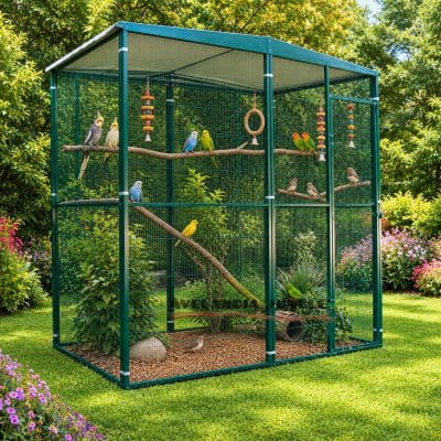 Pajarera de jardín para loros agaporni, loris, voladera grande de aves conures, pyrrhuras, habitáculo de pájaros canarios, periquitos, jilgueros, 205cm x 105cm, CALIDAD PREMIUM.