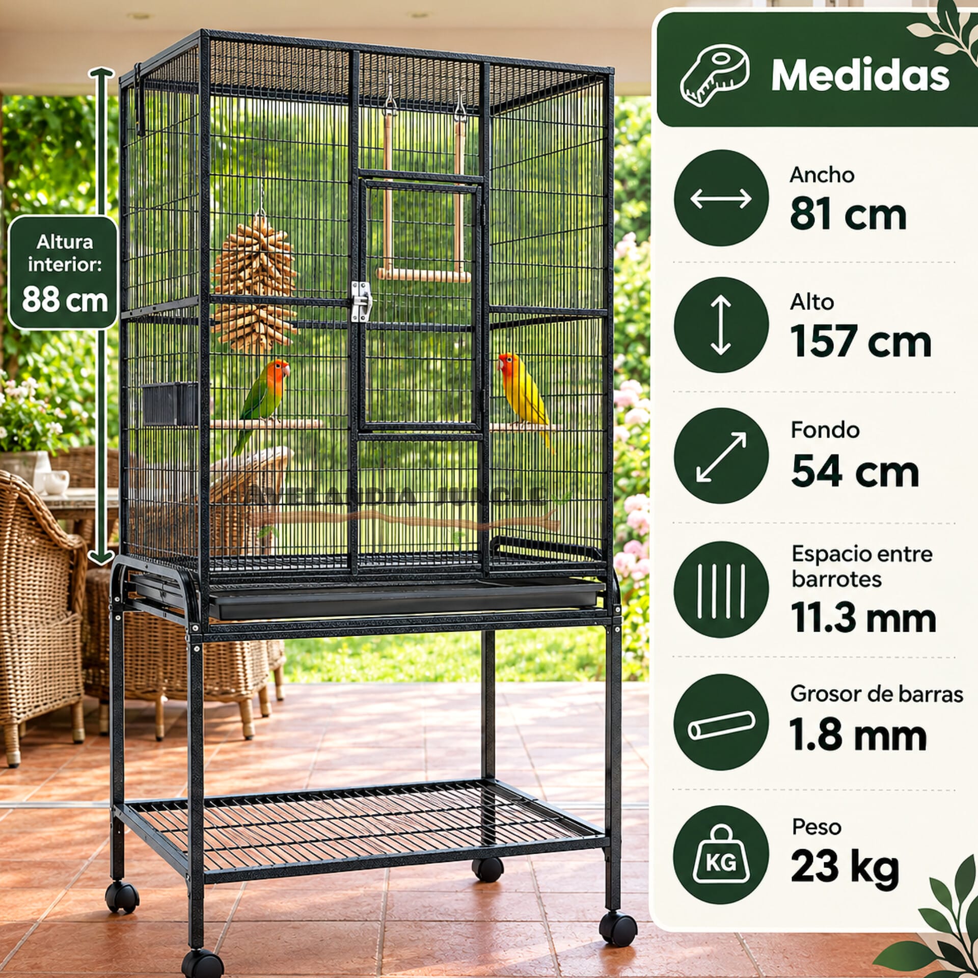 Jaula eco black para loros agapornis, ninfas, refugio de pájaros canarios, diamantes. - Imagen 2