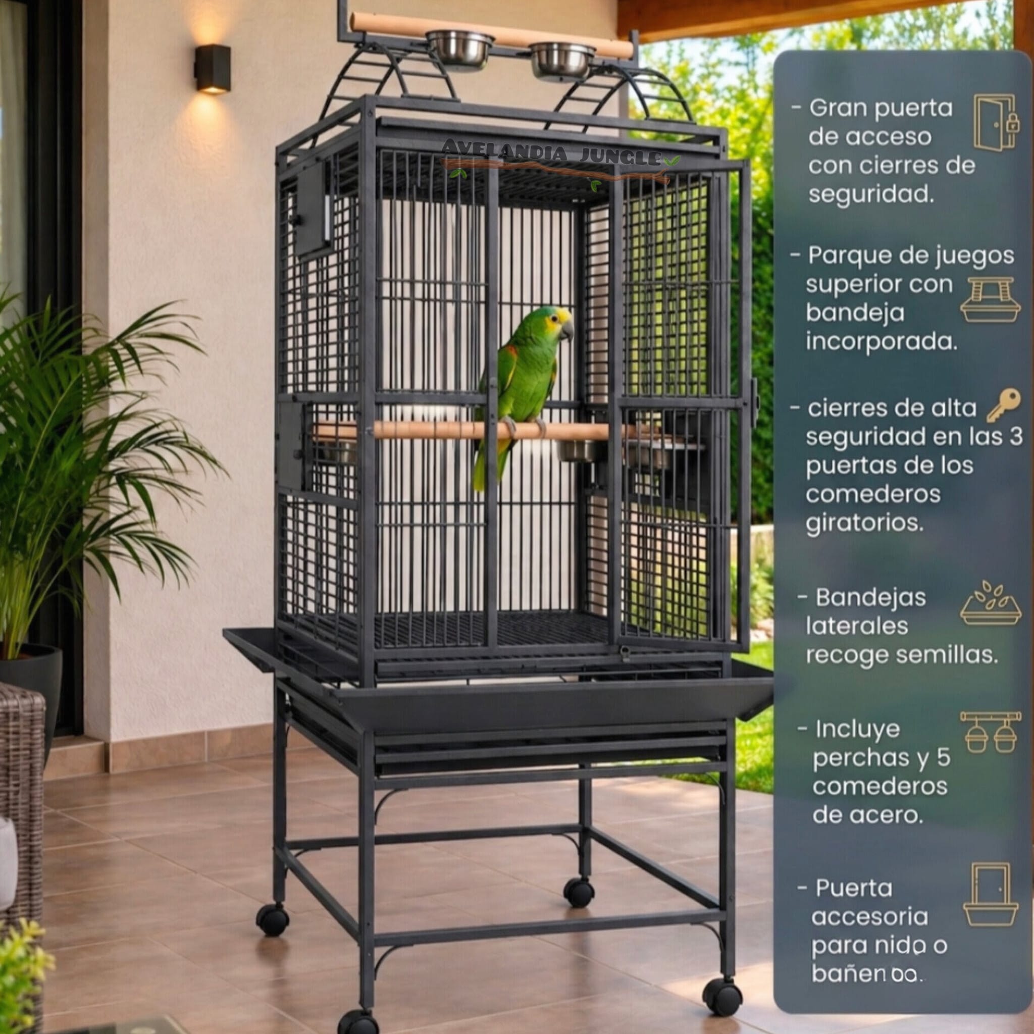 Jaula premium para loros yacos, amazonas, refugio de aves conures, cotorras, alejandrinas. - Imagen 3