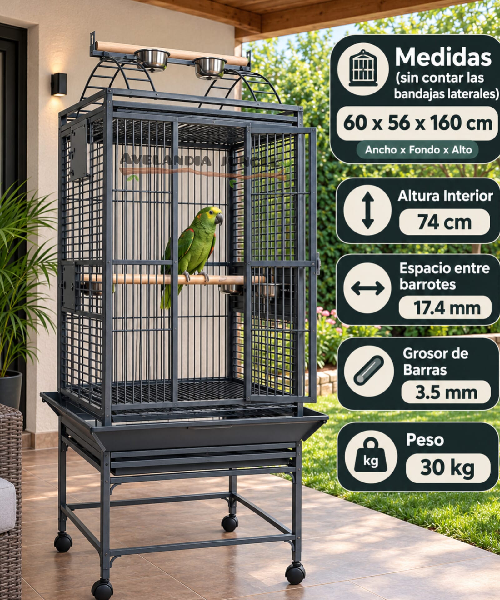 Jaula premium para loros yacos, amazonas, refugio de aves conures, cotorras, alejandrinas. - Imagen 2