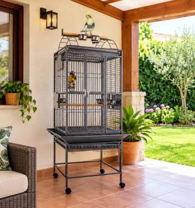 Jaula premium para aves conures, jardineros, refugio loros agaporni, alejandrinas.