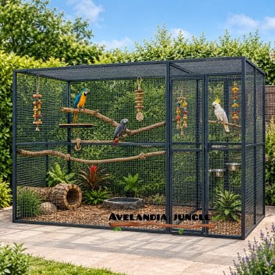 Voladera de interior para loros guacamayos, cacatúas, jaulón amplio loro gris, amazonas, habitáculo de loro eclecto, 300cm x 100cm, CALIDAD PREMIUM.